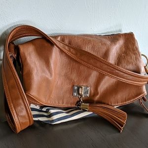 Aldo cognac and blue stripe crossbody bag